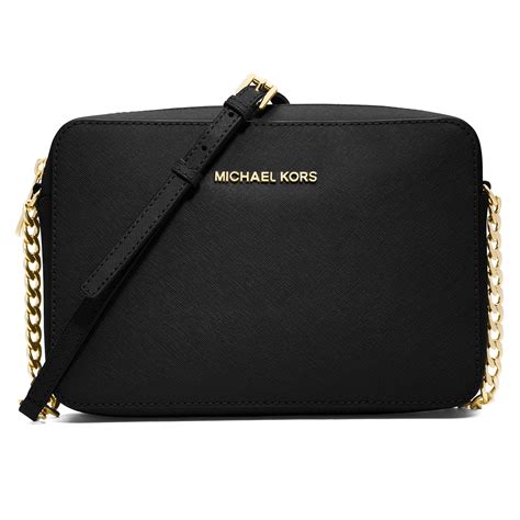 michael kors jet set black handbag|michael kors crossbody jet set.